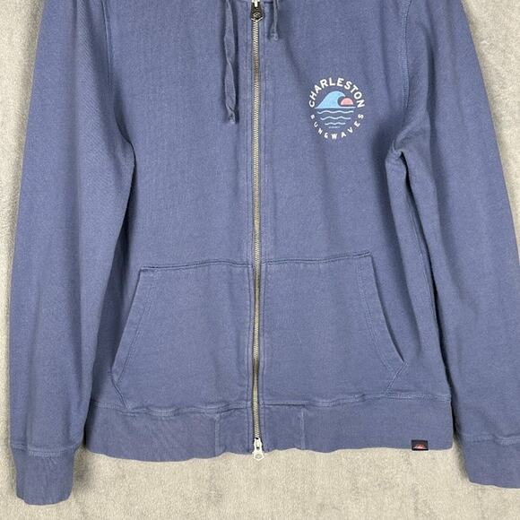 Faherty Sweatshirt Mens Large Faded Navy Charleston Full Zip Hoodie Terry Comfy - Picture 3 of 13